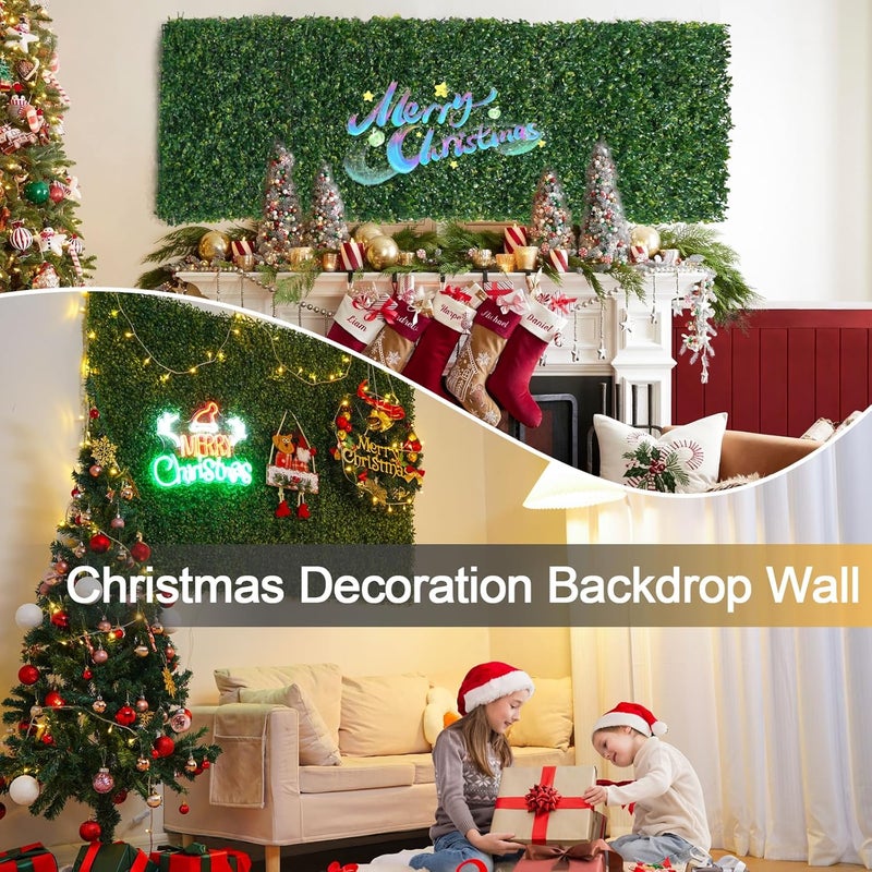 Luyue 12PCS 20”×20” Boxwood Panels, Artificial Grass Wall Panels Fake Greenery Backdrop Wall Grass Backdrop Artificial Plant Walls for Outdoor Indoor Garden Fence Backyard - Image 2